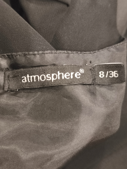 Atmosphere Black Chiffon Cocktail Dress - Sheer Lantern Sleeves Size 8/36 Mini