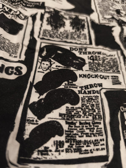 Empyre Men’s L Button Up Shirt Vintage Ad Newsprint Graphic Streetwear