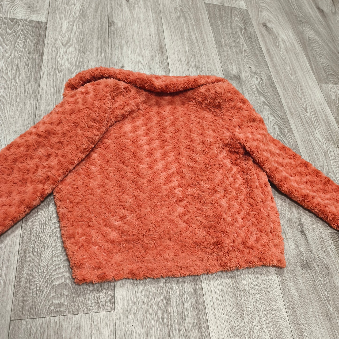 Sidonas Womens Faux Fur Rosette Swirl Jacket Coat Size EU 38 Coral Orange Short