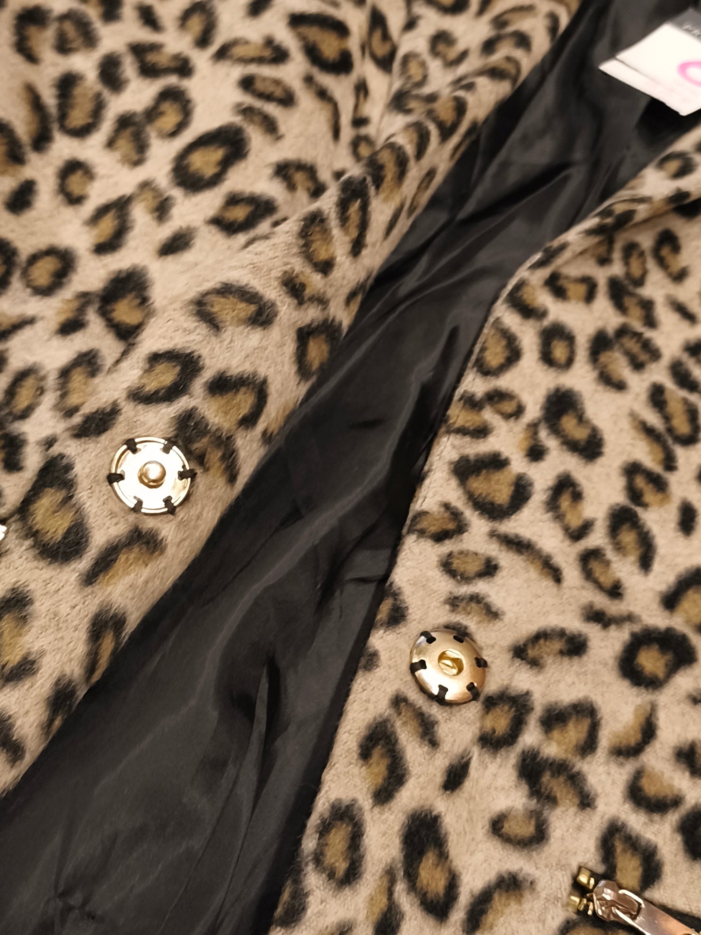 Primark Leopard Print Faux Fur Coat Women’s Size 6 Zip Pockets Longline Jacket