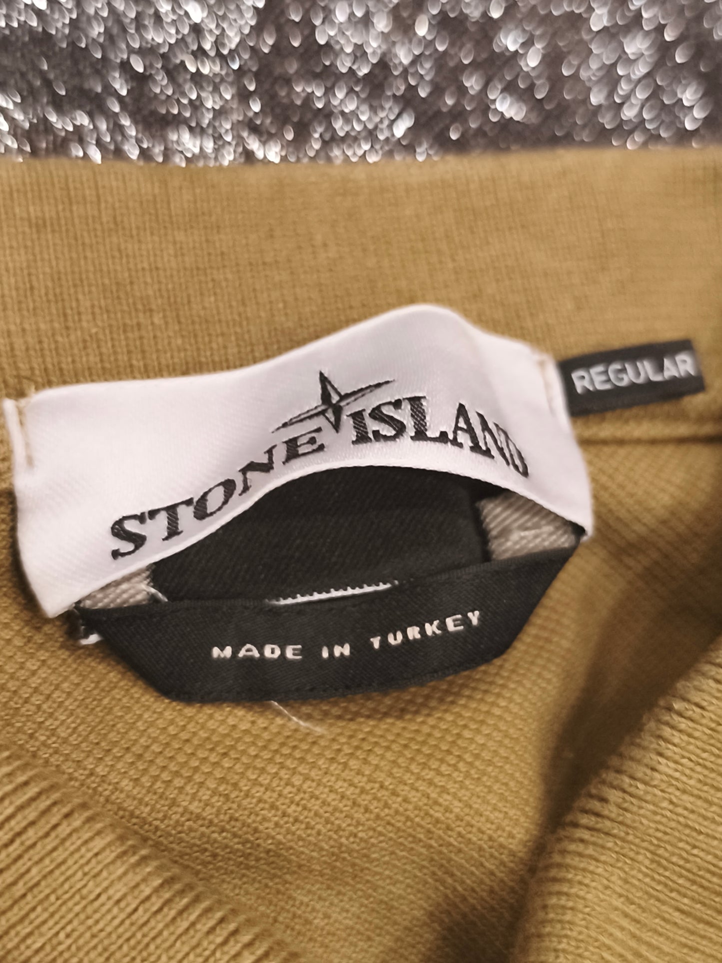 Stone Island Men's Compass Patch Short Sleeve Polo Shirt – Mustard Yellow (Size M)