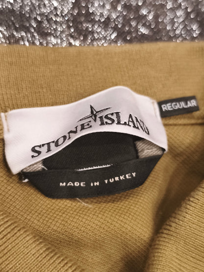 Stone Island Men's Compass Patch Short Sleeve Polo Shirt – Mustard Yellow (Size M)