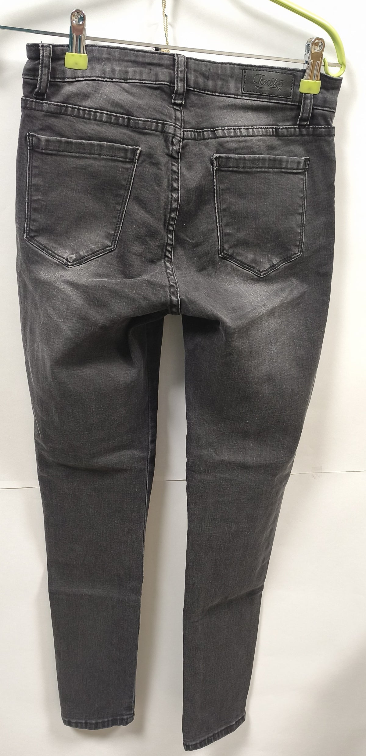 Toxik3 Womens Black Skinny Jeans Sz S US 4 EU 36 Studded Lace Up Stretch Denim