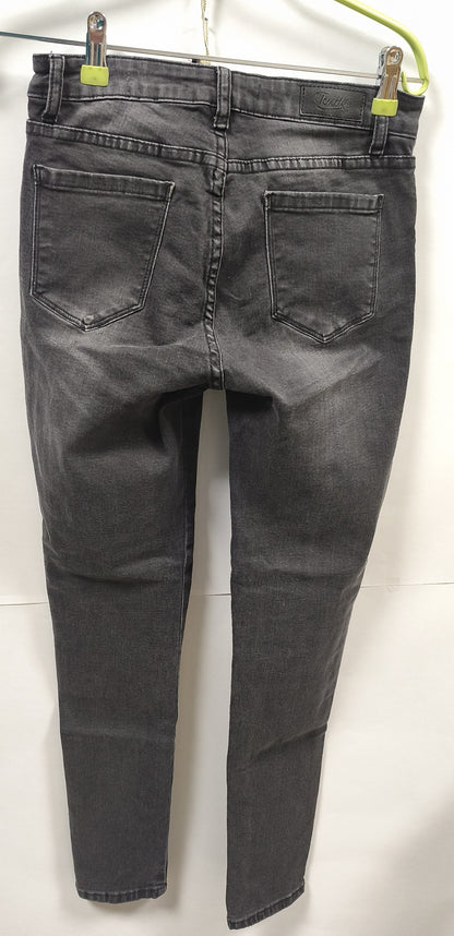 Toxik3 Womens Black Skinny Jeans Sz S US 4 EU 36 Studded Lace Up Stretch Denim