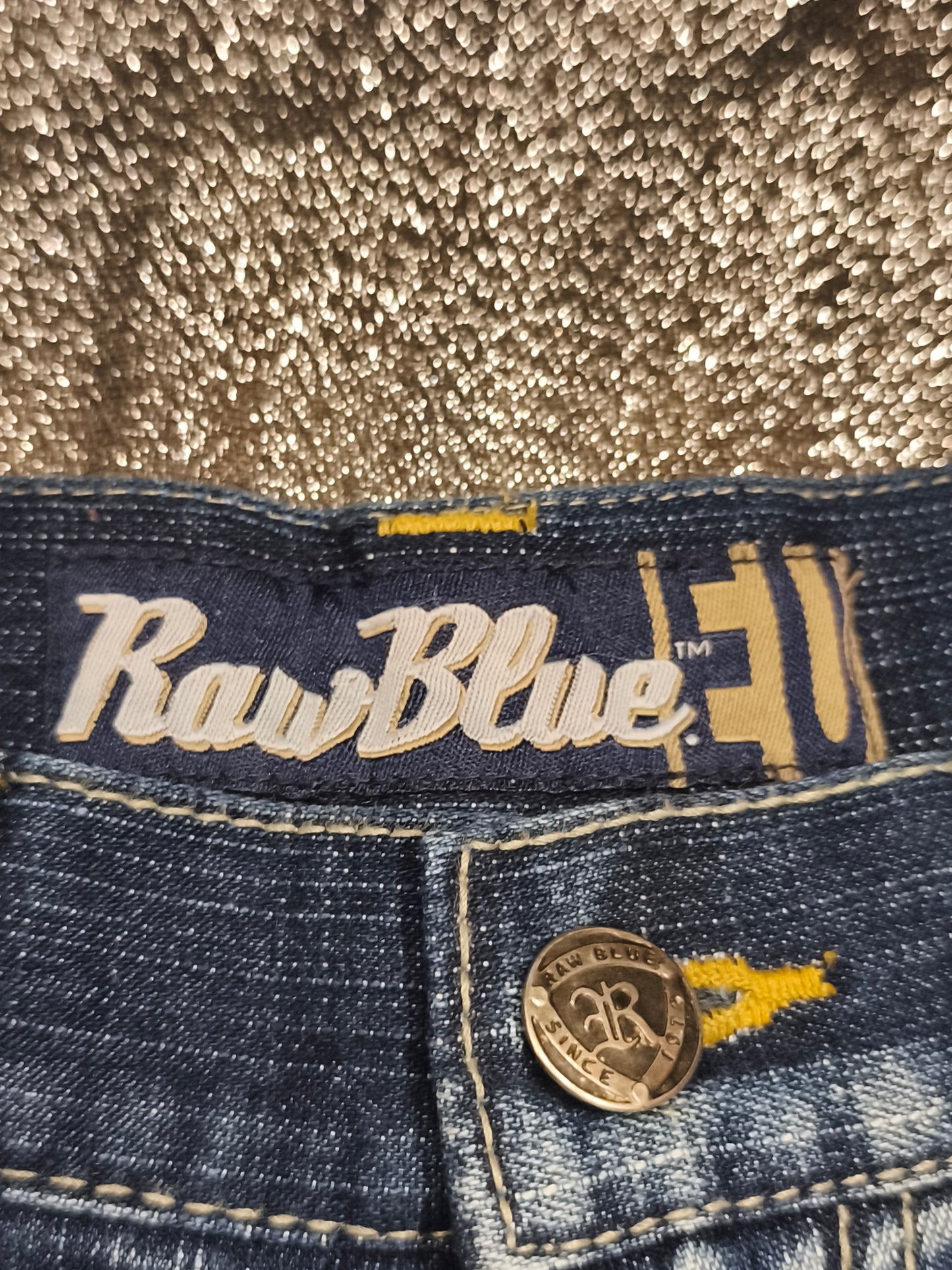 Vintage Raw Blue EU Baggy Jeans 30x30 Y2K Streetwear Crosshatch Blue Denim