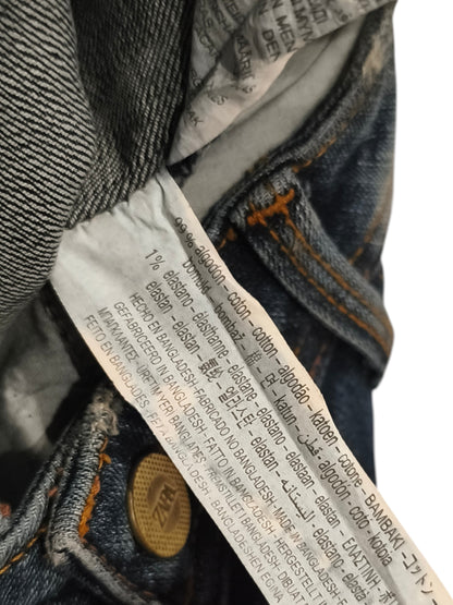 ZARA Premium Denimwear Mid Rise Skinny Jeans Womens Size 4/26 Distressed Hem