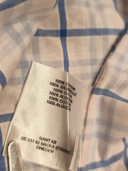 GANT Alassio Poplin Shirt Men's 2XL Regular Fit Blue Pink Plaid Long Sleeve