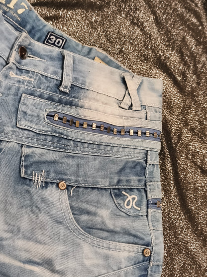 J Rag Famous Denim Mens Blue Jeans Size 30 Distressed Studded Y2K JR3117