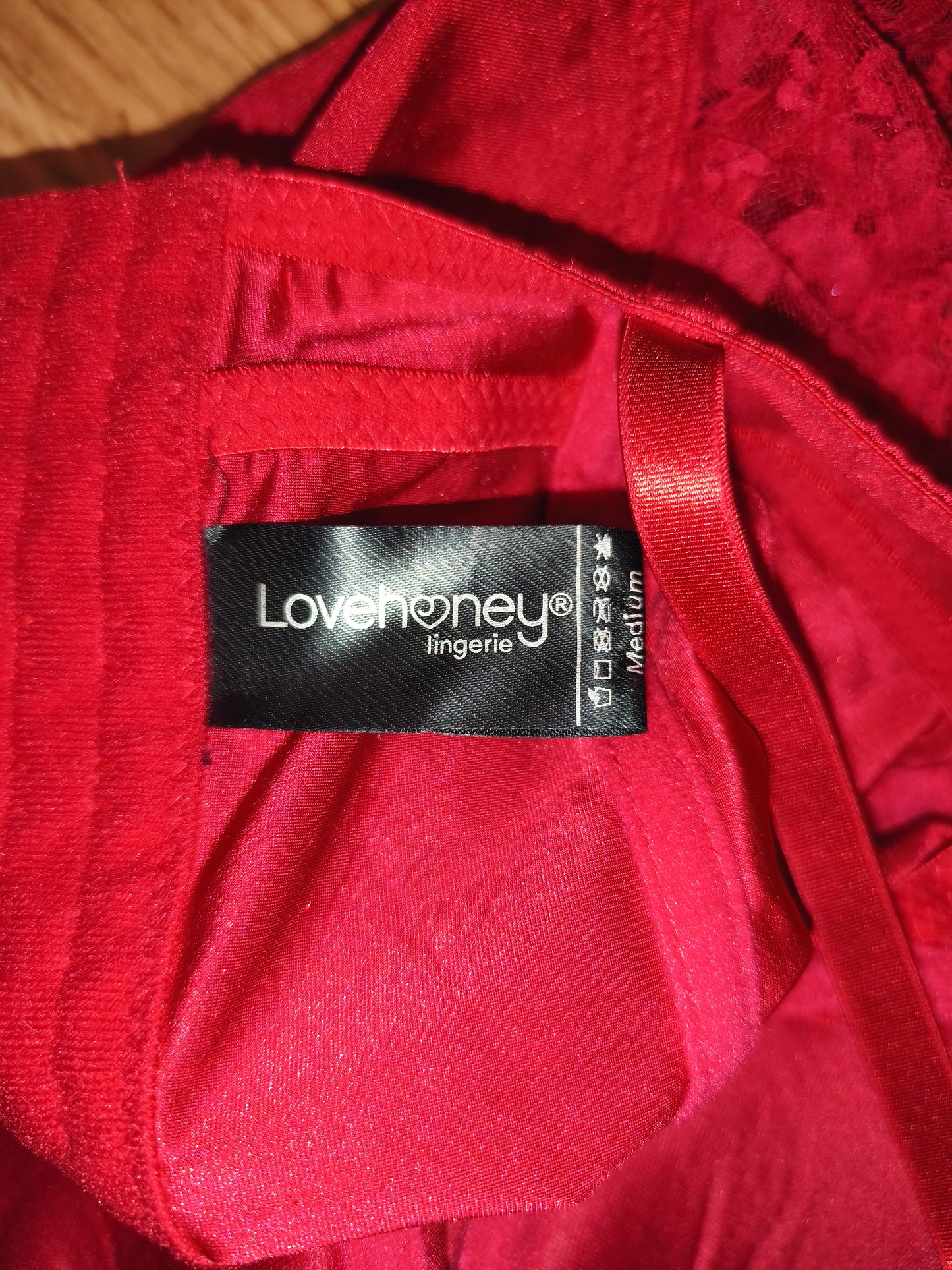 Lovehoney Lingerie Red Lace Corset Bustier Camisole – Black Bows & Hook-Eye Back, Size M
