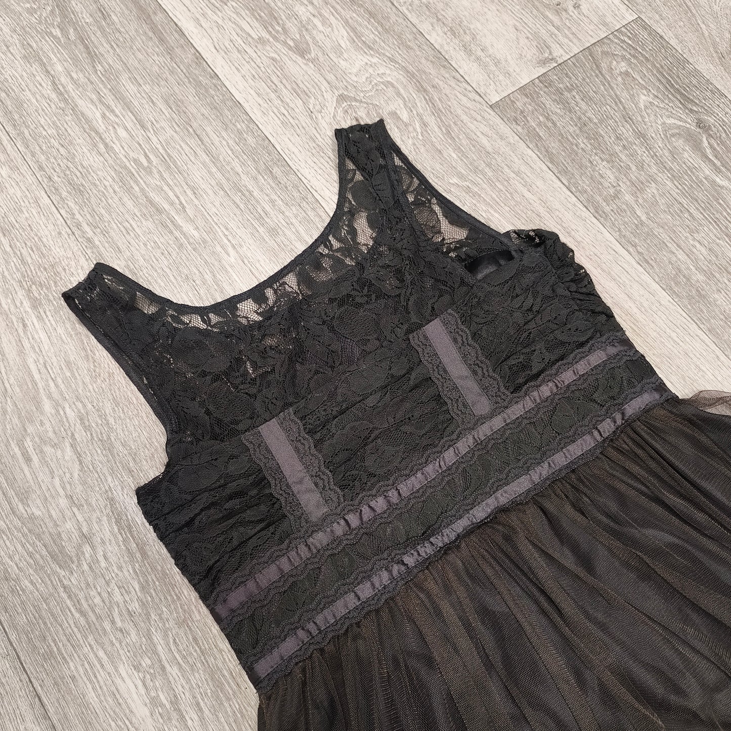 Next Petite Womens Black Lace Tulle Dress Size 14 Goth Party Cocktail Mini