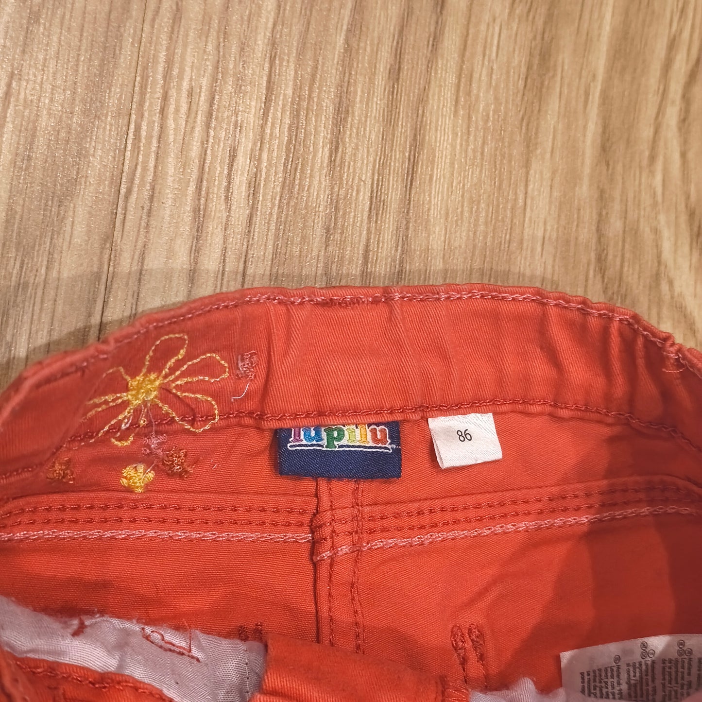 Lupilu Baby Girls Floral Embroidered Red Coral Trousers Pants Size 86