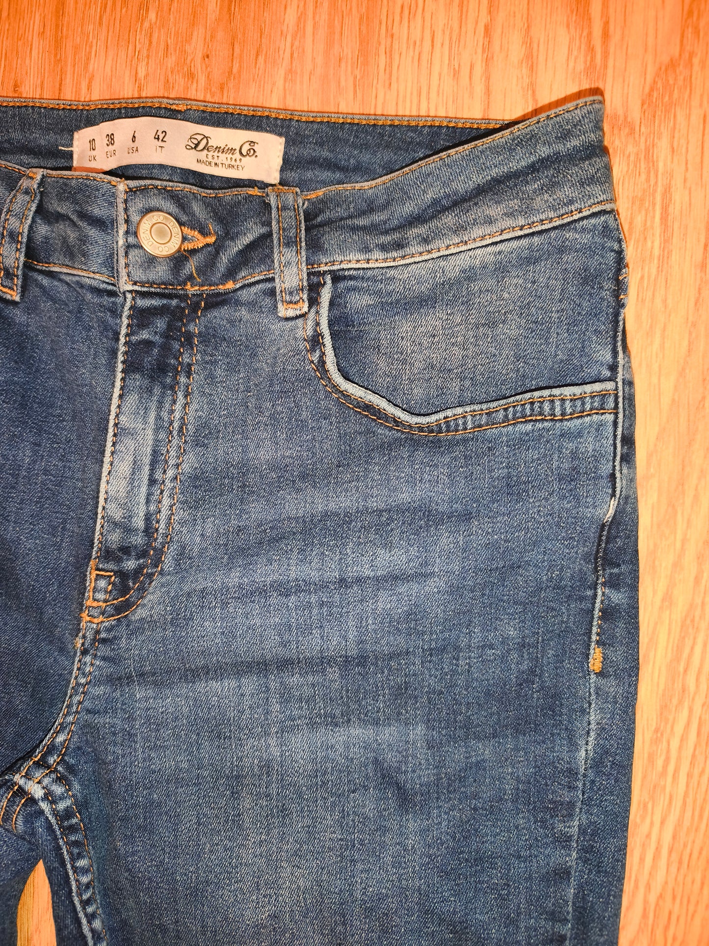 Denim Co. Women’s Blue Skinny Jeans with Pearl Embellishment - UK Size 10