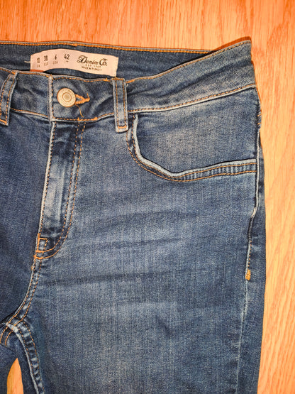 Denim Co. Women’s Blue Skinny Jeans with Pearl Embellishment - UK Size 10