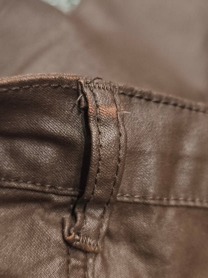 PrettyLittleThing Chocolate Brown Coated Skinny Jeans - UK 10 / US 6 - High Rise