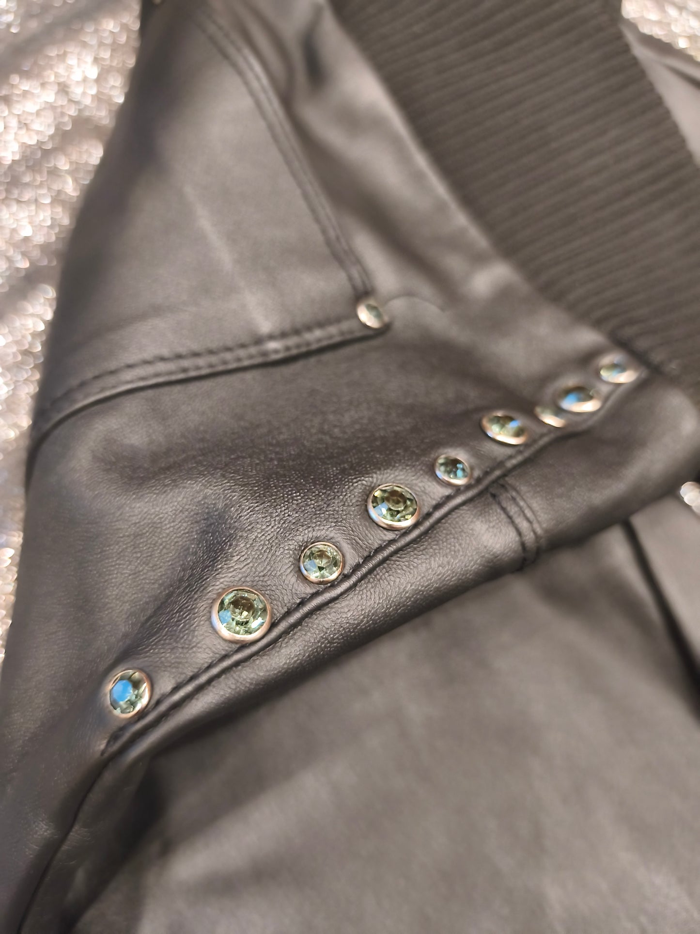 A.M.N Madness National Women's Black Coated Slim Fit Pants Size 26 Rhinestone
