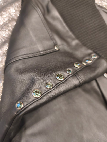 A.M.N Madness National Women's Black Coated Slim Fit Pants Size 26 Rhinestone
