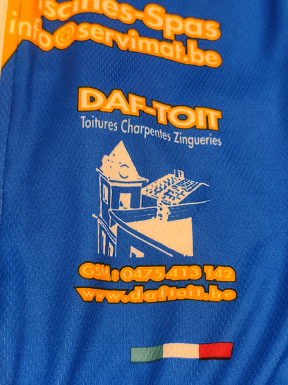 Vintage Team Sport & Sante Cycling Jersey ServiMat Belgium Blue Short Sleeve