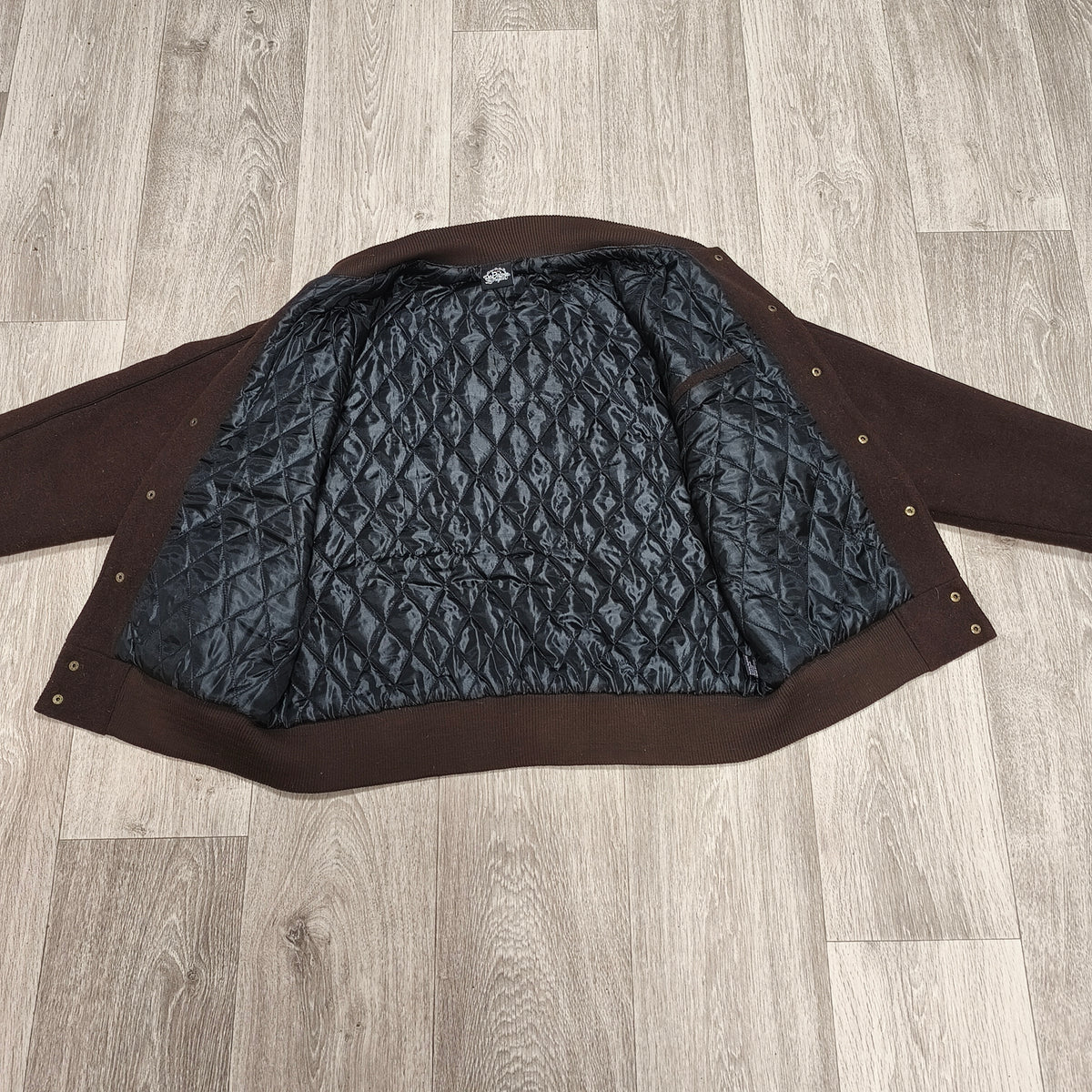 DePalma Los Angeles Varsity Bomber Jacket Mens L Brown Wool Blend Skull Snake