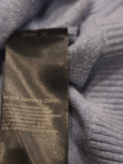 Tommy Hilfiger Men's V-Neck Sweater Light Blue Pima Cotton Cashmere Blend Size
