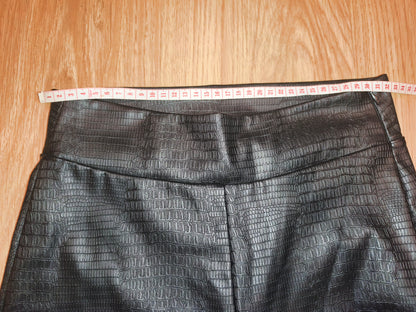 MOHITO Women's Black Croc-Embossed Faux Leather Skinny Trousers – Size XS
