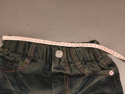 Kids Vintage Style Distressed Acid Wash Jeans with "BIG APPLE" Patch & Contrast Stitching (Tag Size 20)
