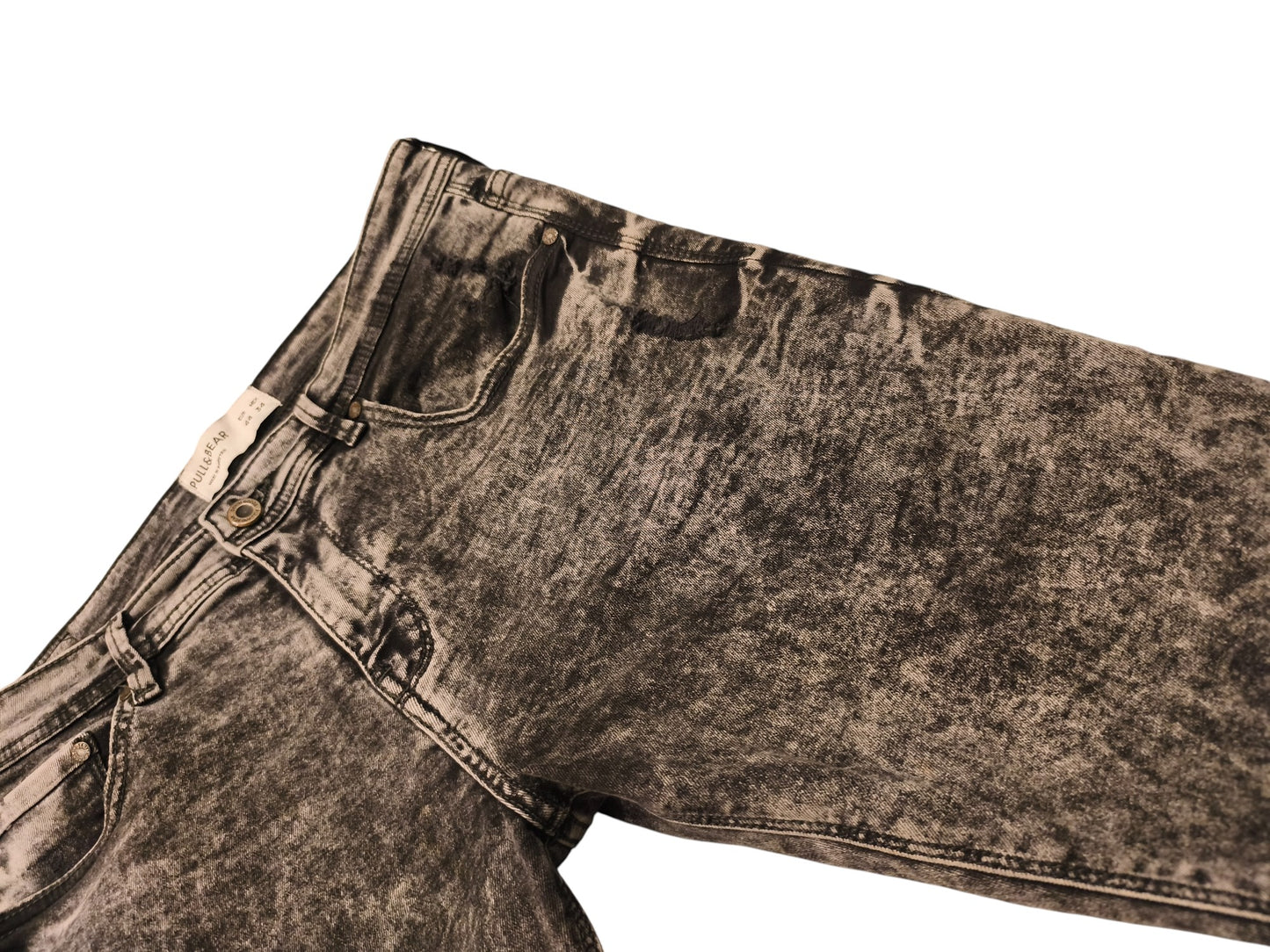 Pull&Bear Men's Grey Acid Wash Ripped Skinny Jeans - Size EUR 44 / MEX 34