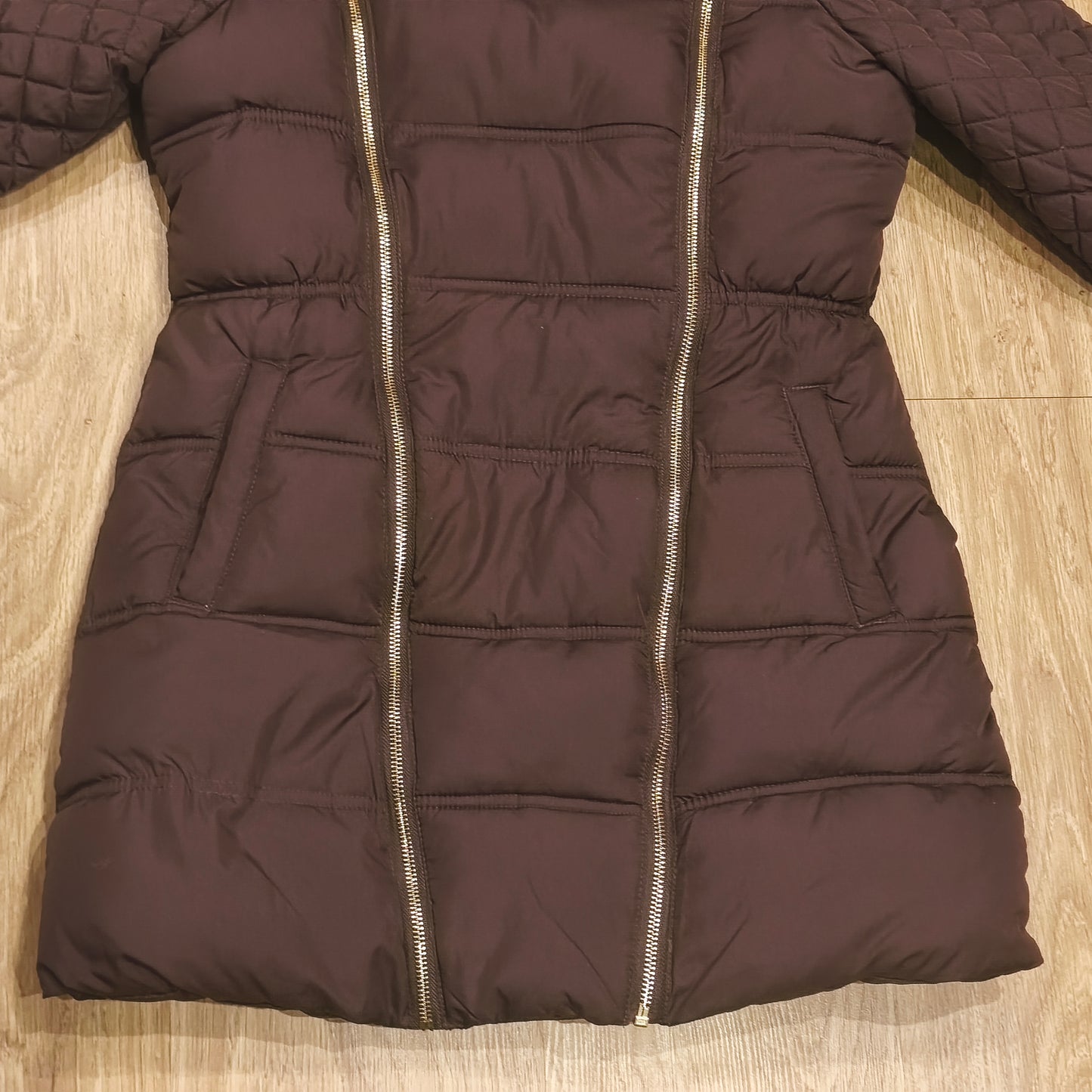 Girls Puffer Coat Hooded Faux Fur Fleece Lined Quilted Winter Jacket 13-14 YRS