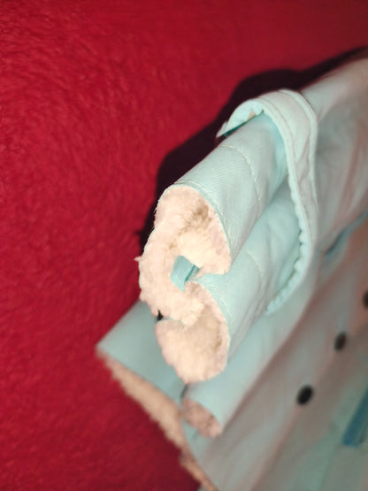 Pastel Light Blue Sherpa Fleece Lined Button Coat Jacket | Women's Size 5XL