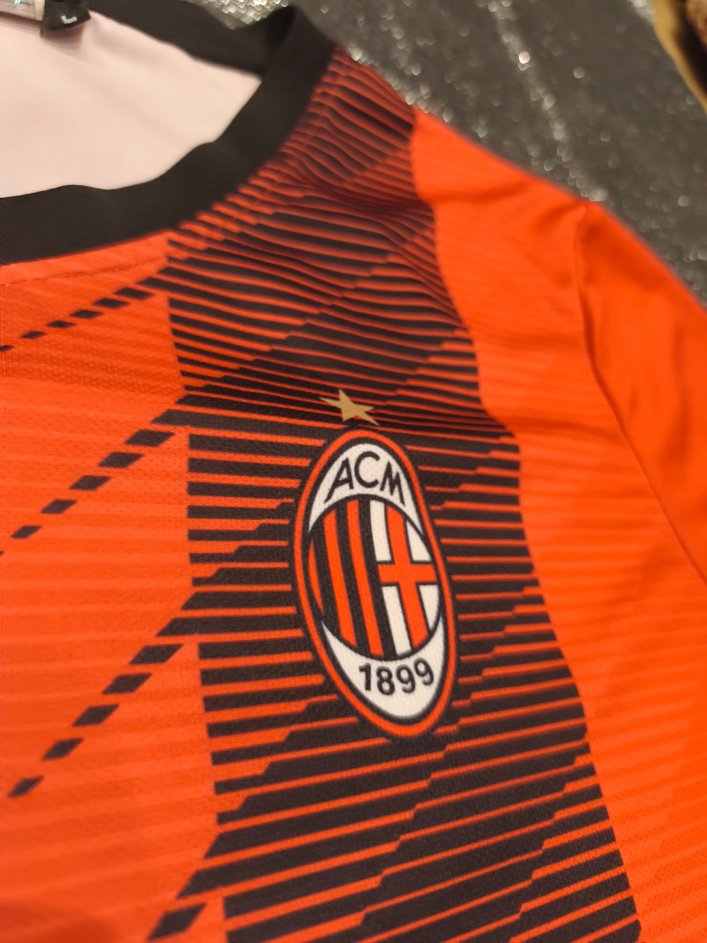 AC Milan Maldini #3 Jersey - Size Large - Red/Black Emirates Fly Better Soccer