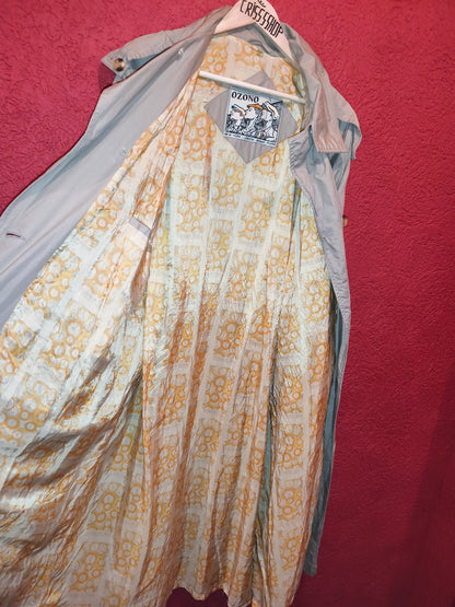 Vintage 80s/90s OZONO Beige Oversized Trench Coat | Double-Breasted Long Duster (Size L/XL)