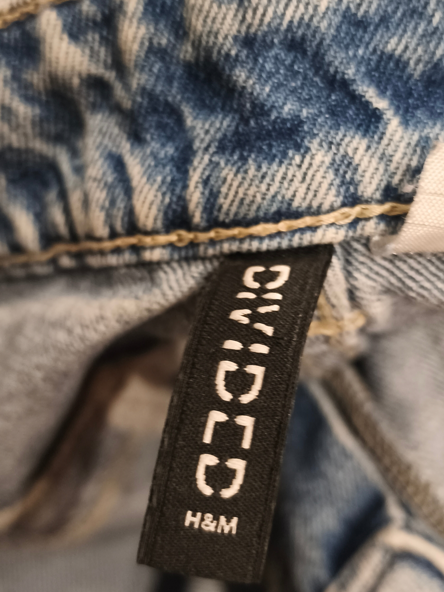 H&M Divided Acid Wash Wide Leg Carpenter Jeans Cargo Utility Denim Sz 4 (EUR 36)