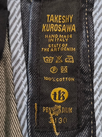 Takeshy Kurosawa Distressed Denim Mini Skirt Made in Italy Size 30 Y2K Patchwork