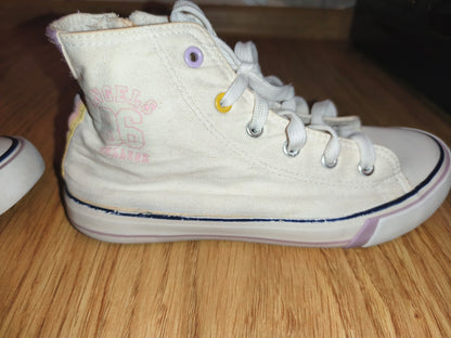 Women's/Teens White High-Top Canvas Sneakers with Side Zippers – EUR 37 (UK 4)