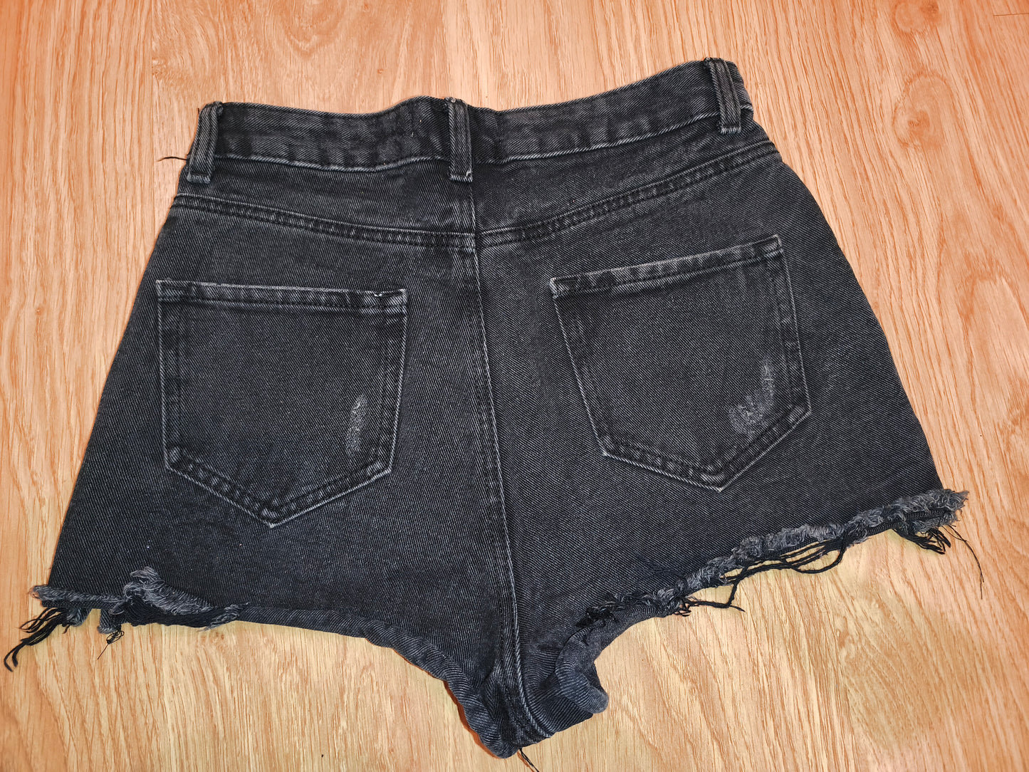 Denim Co. Women’s Black Distressed Denim Shorts – Raw Hem, Size 42 (EU)