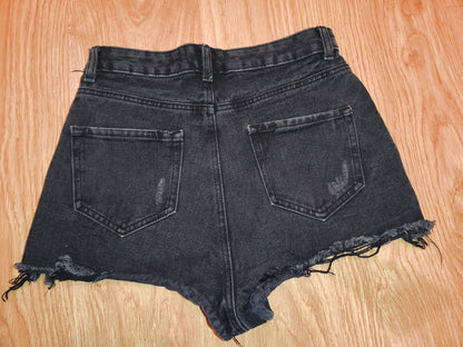 Denim Co. Women’s Black Distressed Denim Shorts – Raw Hem, Size 42 (EU)