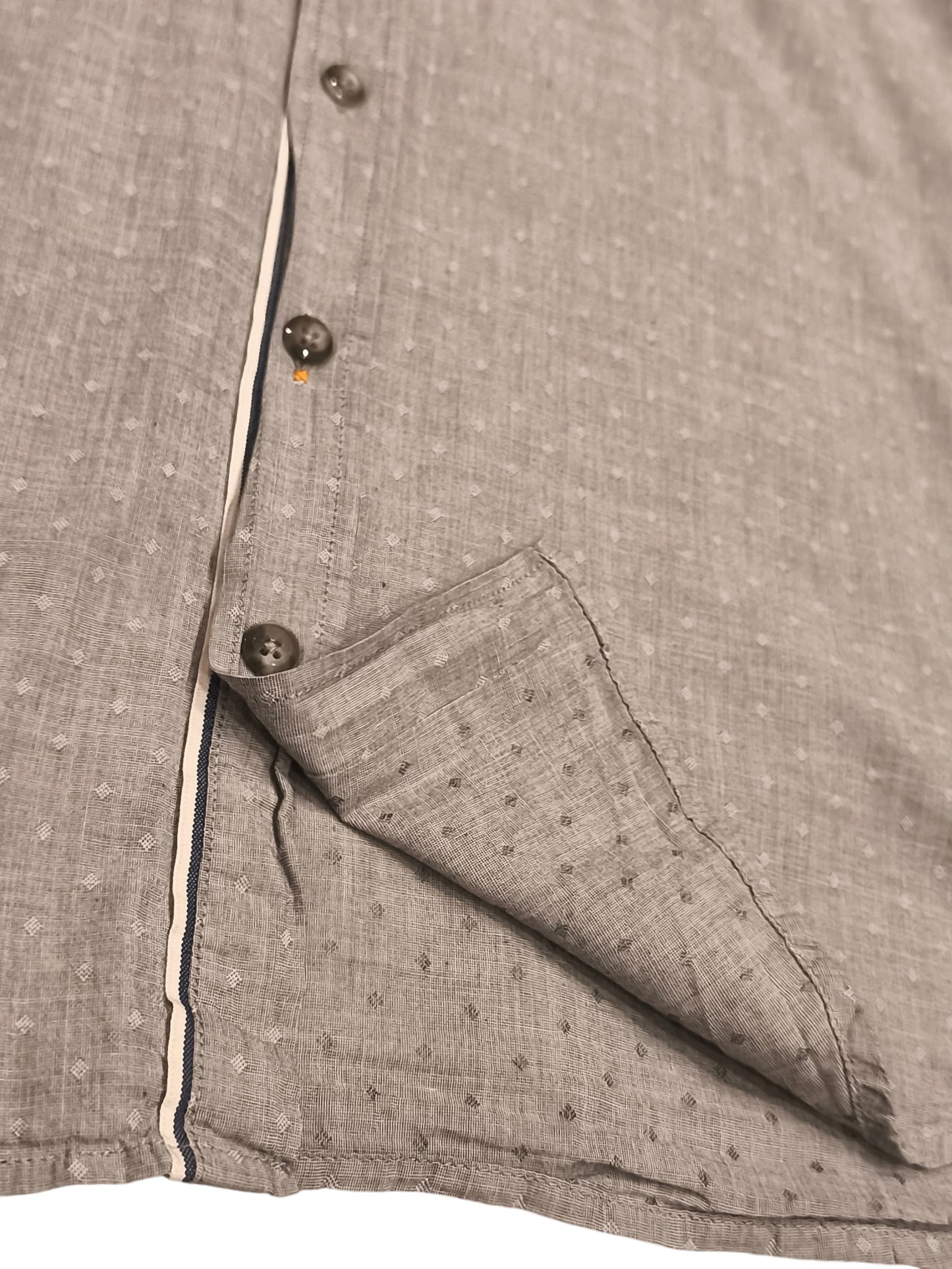 HUGO BOSS Orange Label Mens Regular Fit Long Sleeve Shirt Sz M Grey Micro Dobby