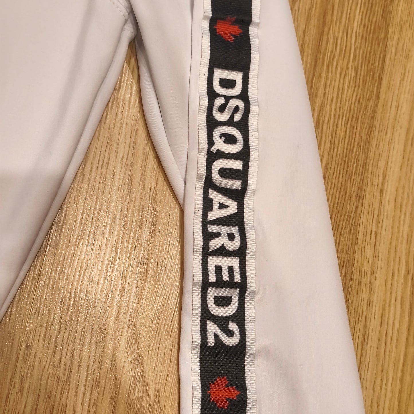 Dsquared2 Men's XXL White Sweatshirt Pullover Canada Tape Logo Sleeve Crewneck