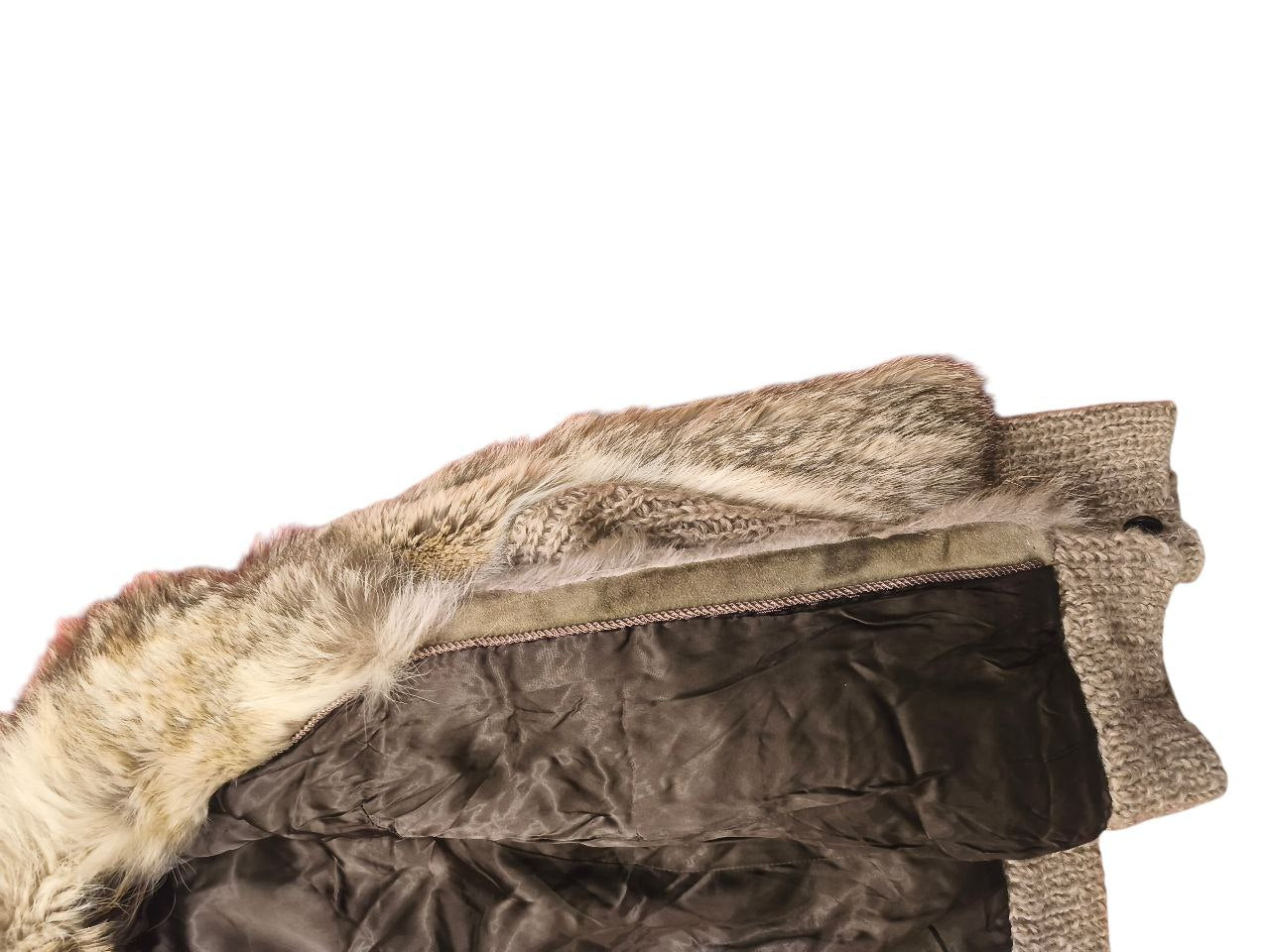 Real Fox Fur Knit Cardigan Jacket Women’s Size L – Genuine Fur Panels