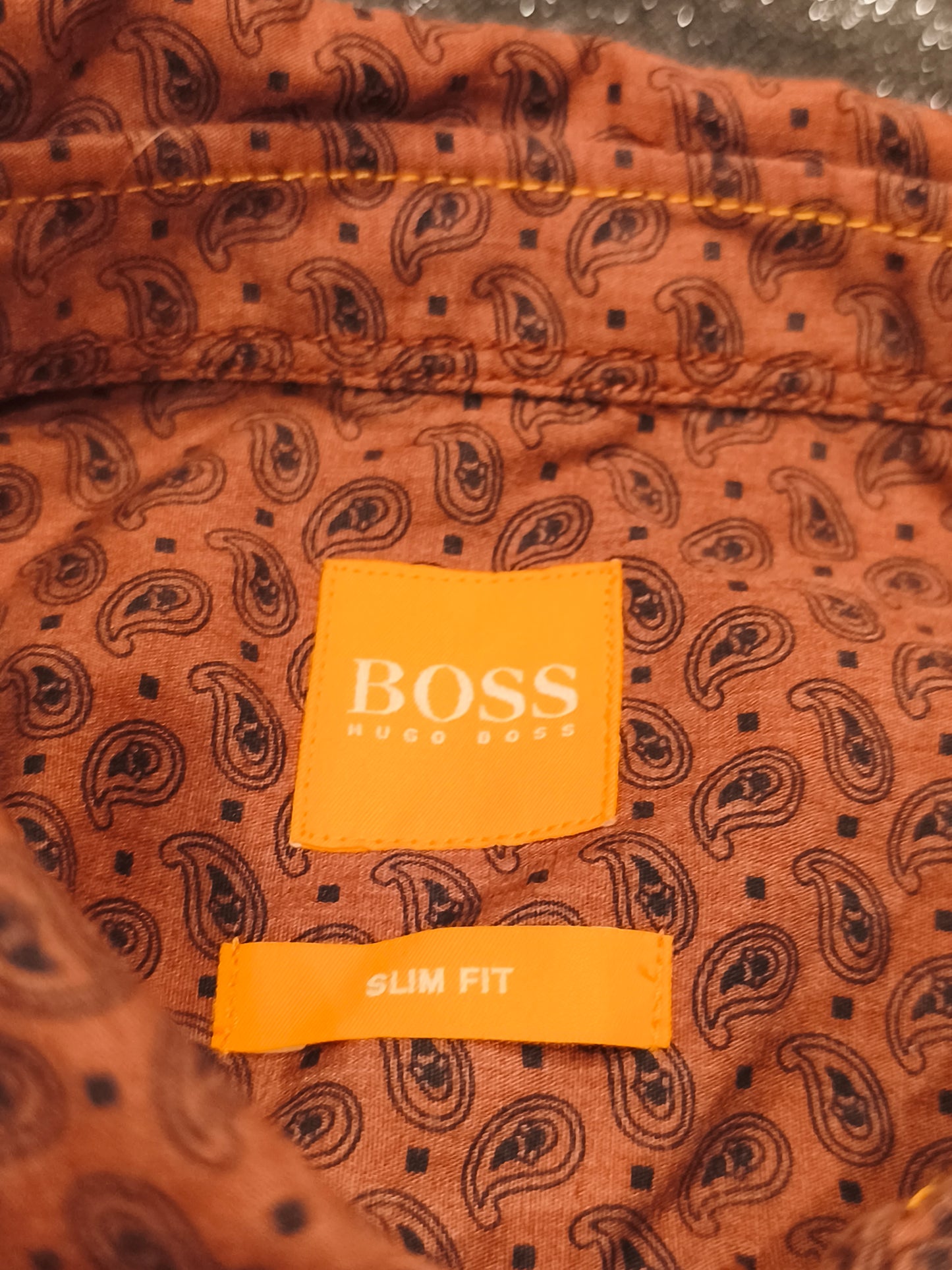 HUGO BOSS Orange Paisley Shirt Men’s M Rust Copper NWT 2001 Archive Vintage Style