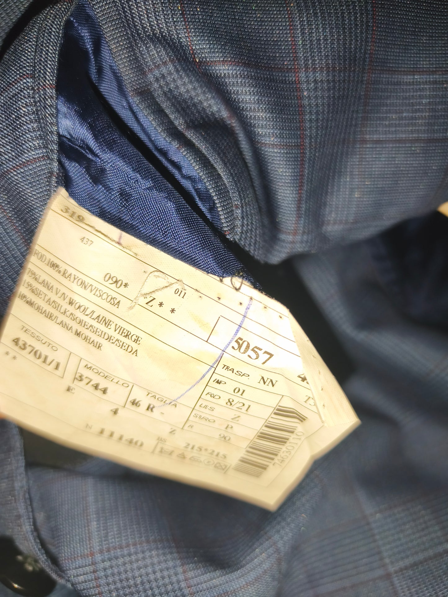 Boggi Milano Men's Blue Plaid Wool Silk Mohair Blazer Jacket - Guabello Fabric (Size EU 46R / US 36R)