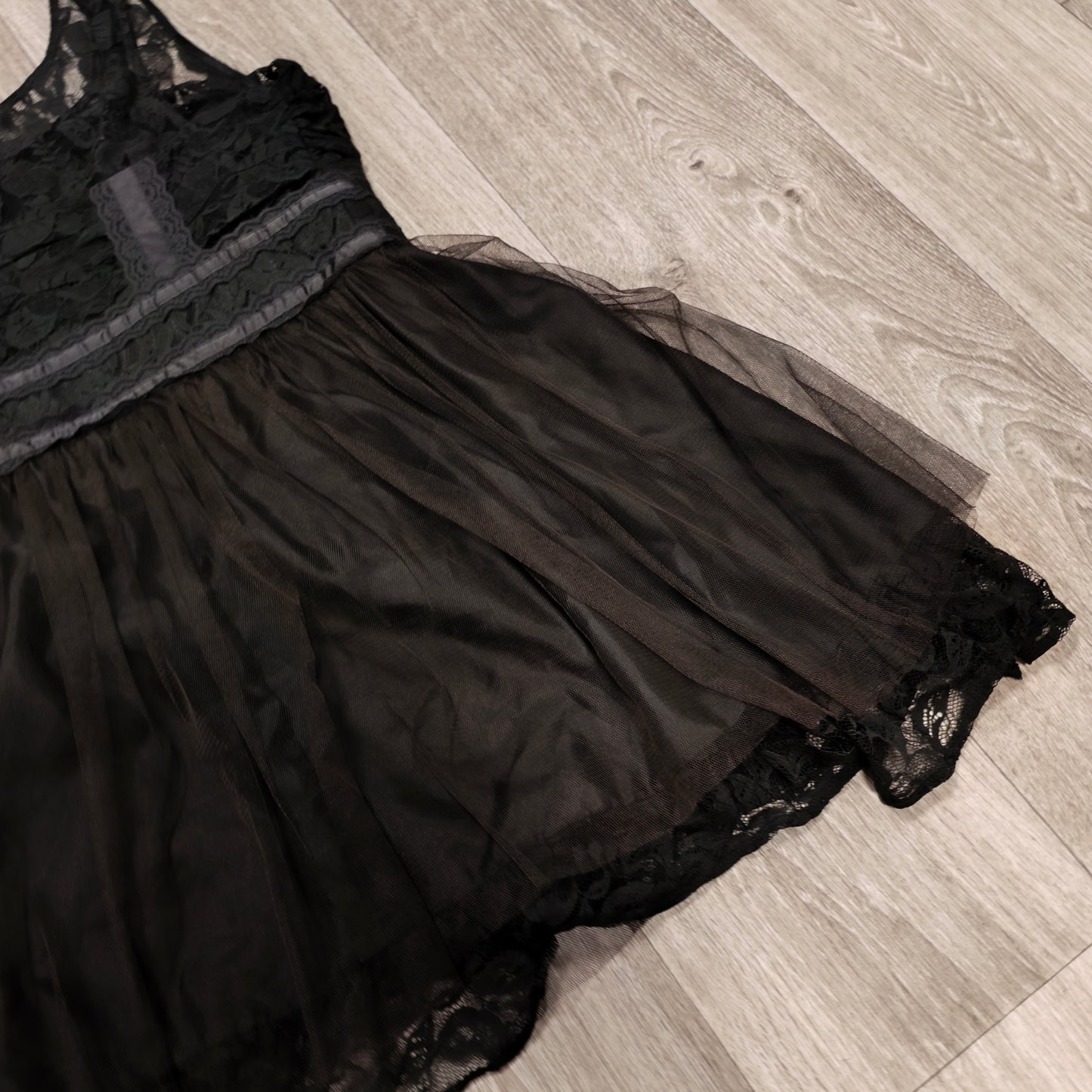 Next Petite Womens Black Lace Tulle Dress Size 14 Goth Party Cocktail Mini