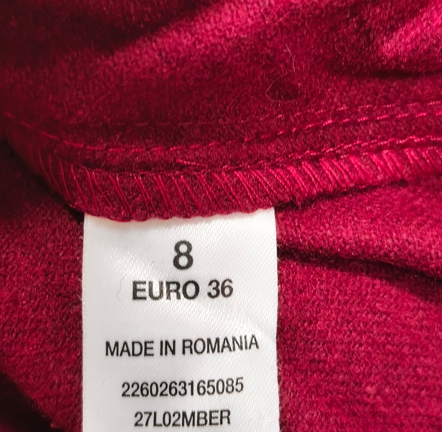 Topshop Womens Burgundy Red Wool Blend Belted Mini Skirt Size UK 8 EUR 36