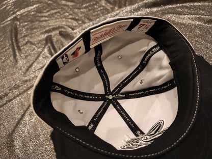 Miami Heat Mitchell Ness Fitted Hat 7 1/2 Gray Black Wool Blend NBA Cap Vintage