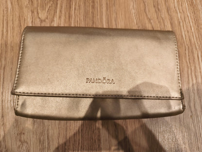 Genuine Pandora Metallic Gold Jewelry Travel Case | Folding Clutch Organizer