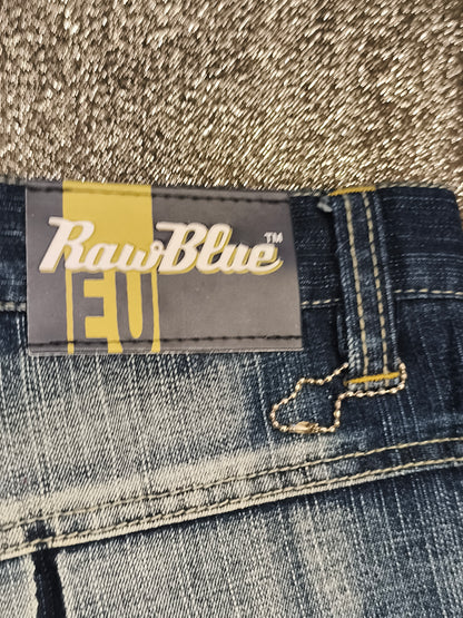 Vintage Raw Blue EU Baggy Jeans 30x30 Y2K Streetwear Crosshatch Blue Denim