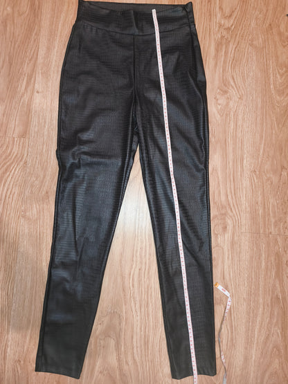 MOHITO Women's Black Croc-Embossed Faux Leather Skinny Trousers – Size XS