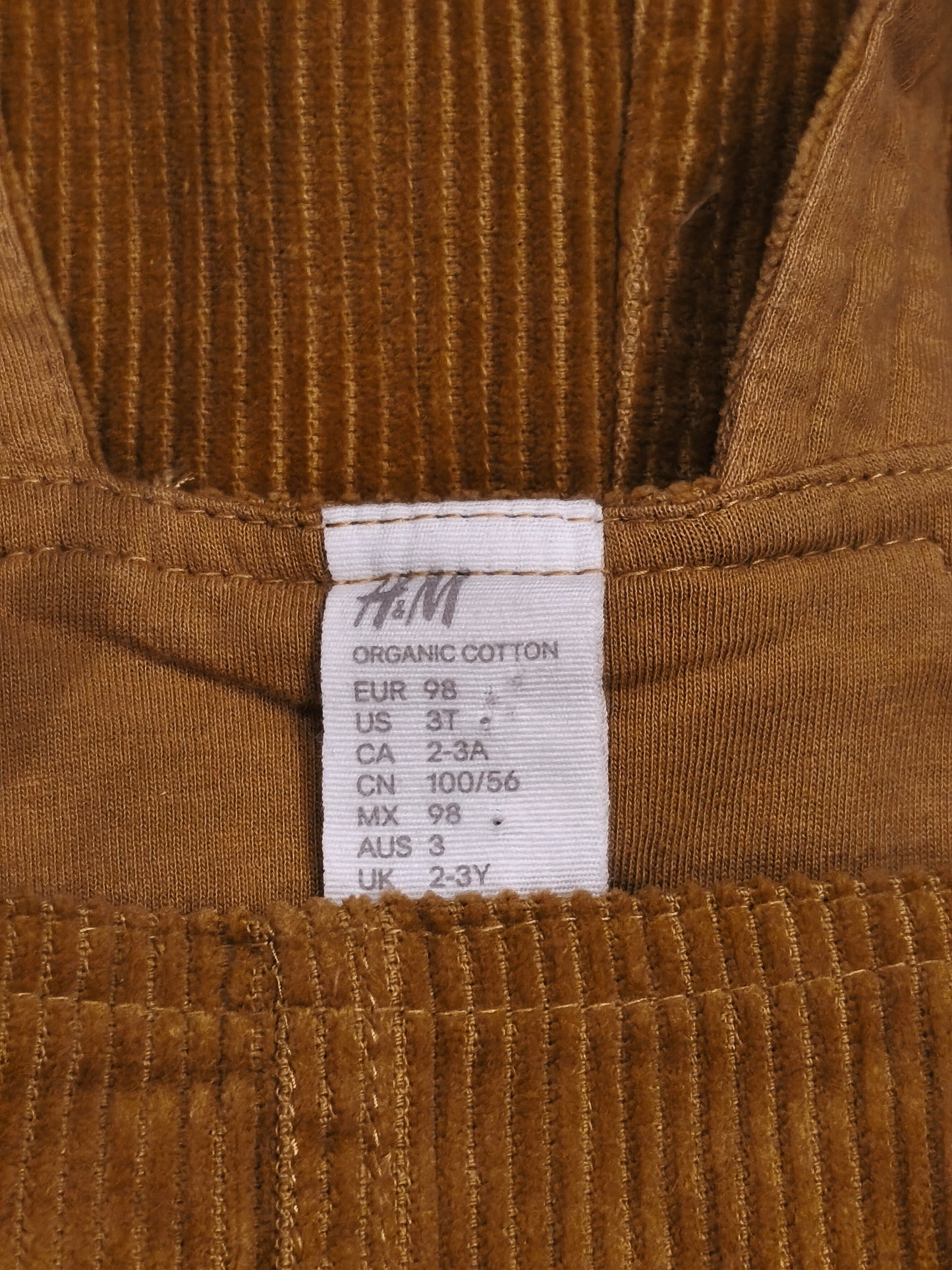 H&M Mustard Yellow Corduroy Overalls Dungarees | Organic Cotton Size 2-3Y / 98cm