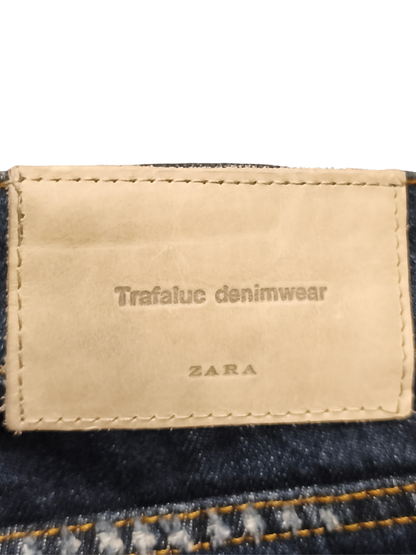 ZARA Trafaluc Pearl Beaded Mid-Rise Slim Boyfit Jeans Dark Wash Denim Size 6(US)