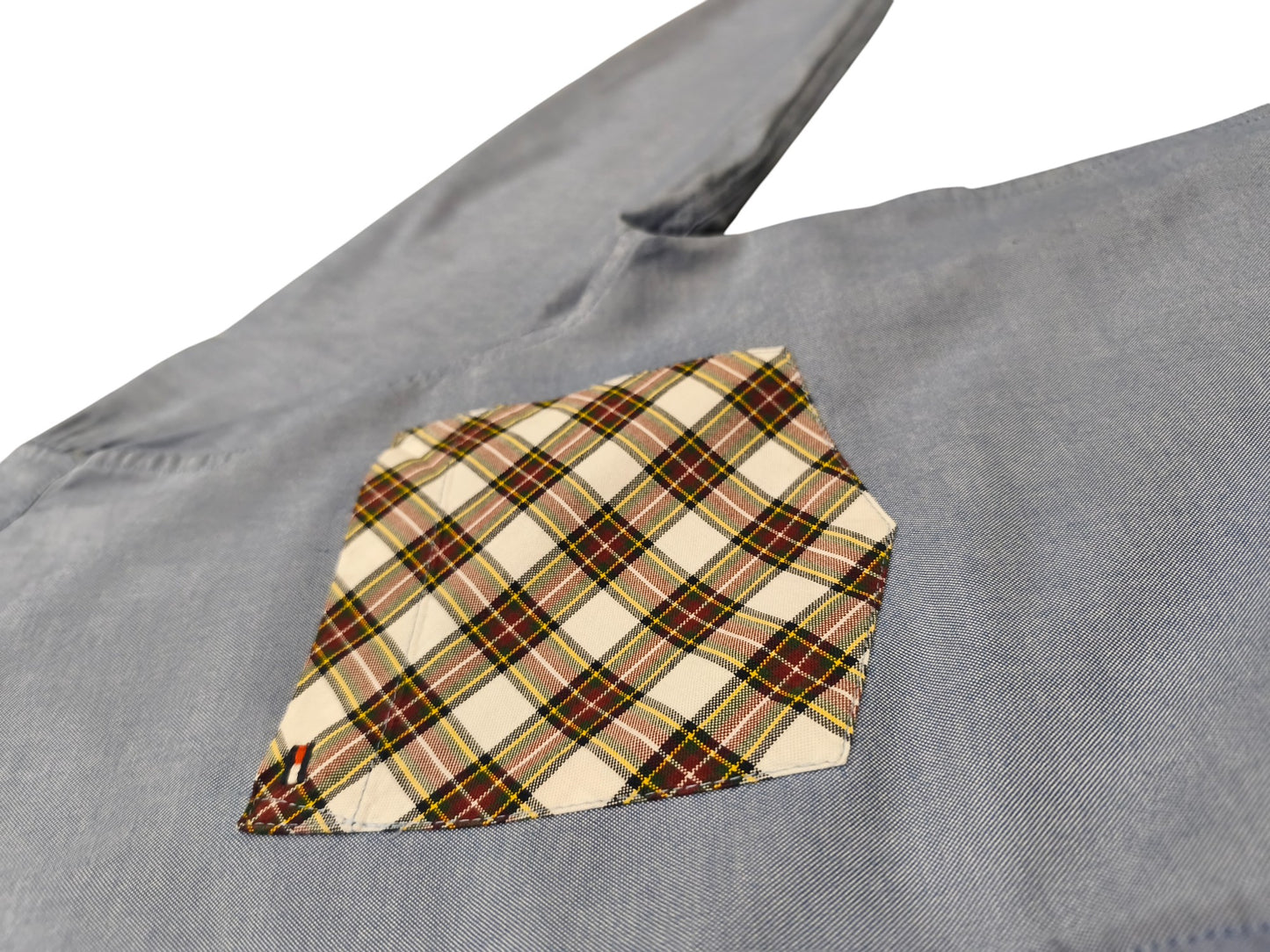 Tommy Hilfiger Shirt Mens Medium Blue Oxford Plaid Elbow Patches New York Fit