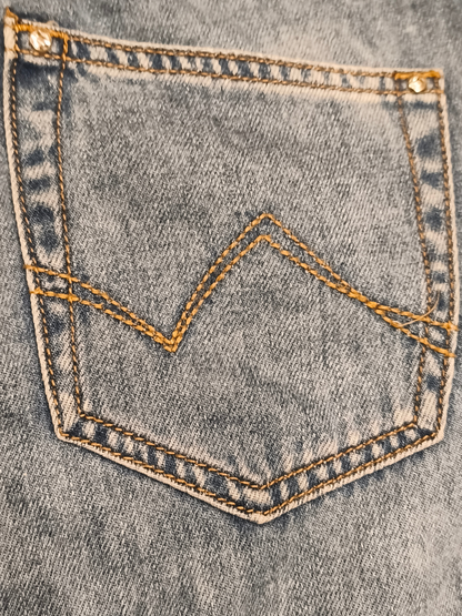 Gaudi Jeans Women's Sz 27 Blue Embellished Rhinestone Cuff Girlfriend Denim Jean